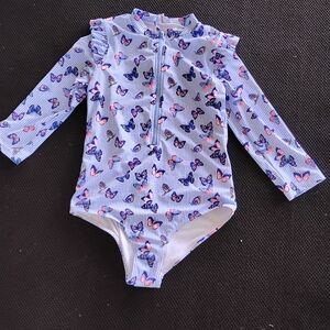 Kids Butterfly Print Swim One Piece